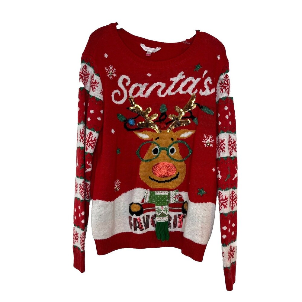 No Boundaries Christmas Sweater XXL Pullover Tunic Ugly Sweater Nerdy Deer